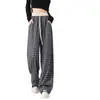 Pantalones de Cuadros para Mujer 2025 Nuevo Primavera, Otoño e Invierno Caídos Perezosos y Relajados de Pierna Ancha Casual Pantalones de Lana Rojos