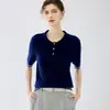 Nuevo Suéter de Cashmere Tejido a Mano con Cuello Polo Estilo Vintage Otoño/Invierno para Mujer, Manga Corta, Casual, Versátil, Top de Punto para el Trabajo