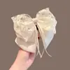 Celebridad de Internet Lujo Ligero Elegante Tiara de Encaje con Lazo Pinza para el Cabello Parte Posterior de la Cabeza Atar Clip para Cola de Caballo Baja Pinza Nueva de Gama Alta
