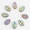 7*11 hojas pequeñas cuentas de vidrio electrochapado de color agujero horizontal colgante collar pendientes colgantes accesorios materiales hechos a mano