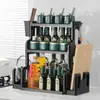 Estante de Almacenamiento para Cocina, Estante para Especias, Utensilios de Cocina, Artículos de Plástico, Estantes de Almacenamiento, Estante de Almacenamiento para Encimera, Estante Multi-Nivel para Tabla de Cortar