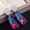 Brincos longos e elegantes com gotas de diamante verde gradiente e ametista, brincos femininos personalizados, todos combinados, brincos de pino de prata