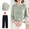 Conjunto da moda de primavera para mãe de meia-idade 2025 nova camisa de chiffon de sete mangas de verão para mulheres de meia-idade