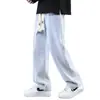 Amazon 2026 Jeans Masculino de Verão Retrô Americano High Street Reto Casual Versátil Calça com Cordão Em Estoque