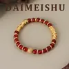 Pulsera Wrap de Ágata Roja Hueca de Lujo Ligero de Moda Retro con un Toque de Alta Gama, Estilo Único, Accesorio de Mano Versátil