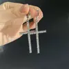 Pendientes exagerados de cruz grande con circonita, de alta gama, modernos y elegantes para chicas populares, a la moda y versátiles, hacen que la cara luzca más pequeña
