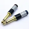 Plug de 6,35 mm Banhado a Ouro de Fibra de Carbono Cabeça de Solda Mono 6,5 Mixer Alto-falante Microfone Plug de Áudio de Duas Seções 6,5