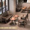 Mesa e Cadeira Simples Sofá Combinação Área de Descanso Cafeteria Comercial Casa de Chá Loja de Chá de Leite Madeira Maciça Personalizável Jantar Atacado