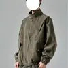 Chaqueta de Cuero Estilo Tie-Dye Desgastado Retro Americano Suelta para Hombre Primavera Otoño Marca de Moda Oversize Solapa Chaqueta de Motociclista