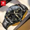 Reloj Oulisi con Respaldo de Celebridad Nuevo Modelo Más Vendido Correa de Cuero Escala Romana Resistente al Agua Reloj de Cuarzo Reloj para Hombre Reloj de Pulsera para Hombre