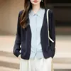 Camisa de punto de dos piezas falsas de temperamento intelectual con solapa, cárdigan de punto para mujer, abrigo suéter casual suelto en capas para otoño e invierno, ropa exterior