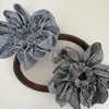 Scrunchie de Sol Florido Versátil Coreano com Bloqueio de Cor Xadrez Franzido para Coque