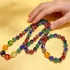 Pulseira e colar com contas de cinza de incenso folheada a ouro e vidro do deus da riqueza de cinco vias