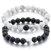 Joyería transfronteriza 8 mm negro mate blanco esmerilado piedra de pino para parejas pulsera de hombre y mujer pulsera fabricantes suministro directo en stock