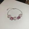 Pulsera cuadrada con flor de circón, collar, elegante cadena de clavícula, ligera, de lujo, de alta gama, pendientes que combinan con todo, joyería