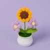 Girasol de Lana Transfronterizo en Maceta Flor de Lirio del Valle Nomeolvides Tulipán Adorno de Flor Artificial Temporada Escolar Regalo para Maestro