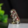 Enfeites de Leão Feitos de Resina e Cristais Naturais, Posição Sentada, Plantas Verdes de Leão, Decoração de Estátua para Desktop, Escritório, Casa