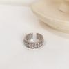 Anillo de latón con circonitas bañadas en oro auténtico, anillo vintage con encaje, anillo hueco que combina con todo, anillo abierto para dedo, anillo de viento