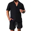 Conjunto Esportivo Casual Solto de Manga Curta e Shorts Cor Sólida com Gola Polo Respirável Masculino Europeu e Americano Transfronteiriço AliExpress