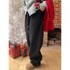 NUNBAI Estilo Americano Cintura Alta Cordão Calças de Perna Reta Feminina Outono e Inverno Novo Lazy Niche Simples All-match Wide