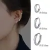 Pendientes de aro para oreja con aguja de plata S925, geométricos simples, para dormir sin enganchar, para agujero de oreja pasante, sentido de nicho, pendientes de clip para oreja