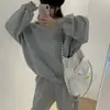 Enviado Outono Novo Estilo Esportivo Feminino Solto Preguiçoso Estilo Celebridade da Internet Moda Desenho Animado Calça de Moletom Moletom Conjunto de Duas Peças