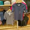 Agotado 2032 Verano Ropa de Mujer Rayas Acanaladas Cuello Redondo Camiseta Manga Tres Cuartos Casual Holgada 458962