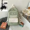 Mochila Escolar Versão Coreana Harajuku Ulzzang Mochila Feminina Aluno do Ensino Fundamental Aluno do Ensino Médio Estilo Floresta Cor Contrastante Estilo Preppy Mochila Ins