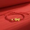 Pulsera Valiente de Oro Arena de Vietnam Pulsera de Cuerda Roja Benmingnian Pulsera Pequeña Valiente de Imitación de Oro para Hombres y Mujeres