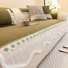 Almofada de sofá em chenille cor creme, adequada para todas as estações, modelo novo 2026, antiderrapante, à prova de gatos e disponível em vários formatos; atacado