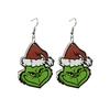 Aretes transfronterizos Grinch joyería de comercio exterior Navidad aretes europeos y americanos aretes largos de árbol de Navidad de madera aretes