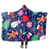 Chal con capucha superventas transfronterizo, manta de franela, manta para cubrir el sofá como regalo navideño, capa estampada, manta gruesa para perezosos