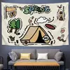 Tapeçaria Pendurada para Passeio de Acampamento Pintada à Mão, Tapeçaria Grande para Barracas de Acampamento, Cafeterias e Pousadas, Tecido de Fundo Decorativo para Transmissão Ao Vivo em Desenho Animado