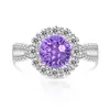 Anillo Redondo de Fuegos Artificiales Cortados en Gema de Colores de Venta Caliente en Transmisión en Vivo de Tiktok Incrustado con Joyería de Diamante de Alto Carbono Súper Brillante, Envío Directo de Una Pieza