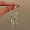 Hielo RotoGota de Agua Azul Transparente Aretes de Diamante Brillantes, Frescos y Lujosos, Aretes Largos de Alta Gama para Mujer