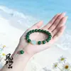 Pulseira de Jade Sintético 2025 com Pingente de Cabacinha Auspiciosa, Símbolo de Boa Sorte, Estilo Antigo, Pulseira Estilo Chinês Novo, Joia da Moda