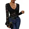 Roupas femininas europeias e americanas mais vendidas para primavera e outono, apresentando macacões de manga longa lisos e sexy para vendas transfronteiriças