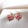 Pendientes de plata con circonita en forma de corazón cuadrado de alta gama, estilo nicho, pendientes Joker, moda simple, pendientes al por mayor para mujer