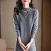 Novo vestido suéter de malha de lã 100% gola alta meia estação estilo coreano cor sólida para mulheres