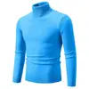 Suéter Masculino de Gola Alta 2026 Outono Inverno Cor Sólida Slim Fit Tamanho Plus Manga Longa Pulôver Tricô Casual Quente Camada de Base