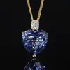 2024 Nueva Joyería Huabi Nido de Pájaro Corte Corazón Azul Chapado en Blanco Elegante Collar Colgante de Oro Piedra Principal 20*20