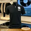 Camiseta masculina de verão fina respirável refrescante azul escuro tencel com aspecto de linho decote V manga curta cleanfit ombro normal meia-manga