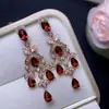 Conjunto de Brincos de Granada Natural com Prata Esterlina S925 Pedra Principal Totalmente Sem Falhas 4*6mm,