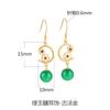 Brincos de jade Hetian natural brincos com gancho de calcedônia brincos femininos de prata esterlina s925 flor do meio do mês brincos de jade criativos retrô