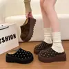 Sapatos Birkenstock de sola grossa para mulheres, vestuário outdoor, novidade outono e inverno 2026, chinelos de algodão com forro de veludo e pele, sola plataforma, bico fechado, meio chinelos, mais vendidos