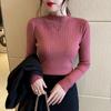 Suéter para Mujer de Capa Base de Cuello Alto Medio 2023 Otoño e Invierno Nuevo Versátil Ajustado Manga Larga Top Interior de Punto Trendy