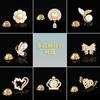 Série de Novos Produtos Agulha de Broche Estilo Coreano Moda Elegante Versátil Zircônia Pequena Flor de Gola Borboleta Formato Broche Acessórios