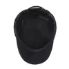 Gorra de Algodón para Hombre de Edad Media y Mayor para Invierno, Gorra Plana con Visera Resistente al Viento y al Frío para Exteriores, Protección para los Oídos, Forrada de Felpa, Cálida