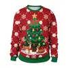Sudadera Redonda Nueva de Navidad 2026 Casual Divertida Estampado Digital 3D Navideño Ropa para Pareja para Hombres y Mujeres