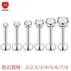 Aleación de titanio G23 rosca interna incrustada circonita clavo para labio clavo para cartílago del oído garra de cuatro puntas circonita redonda pendiente para oreja joyería para piercing corporal